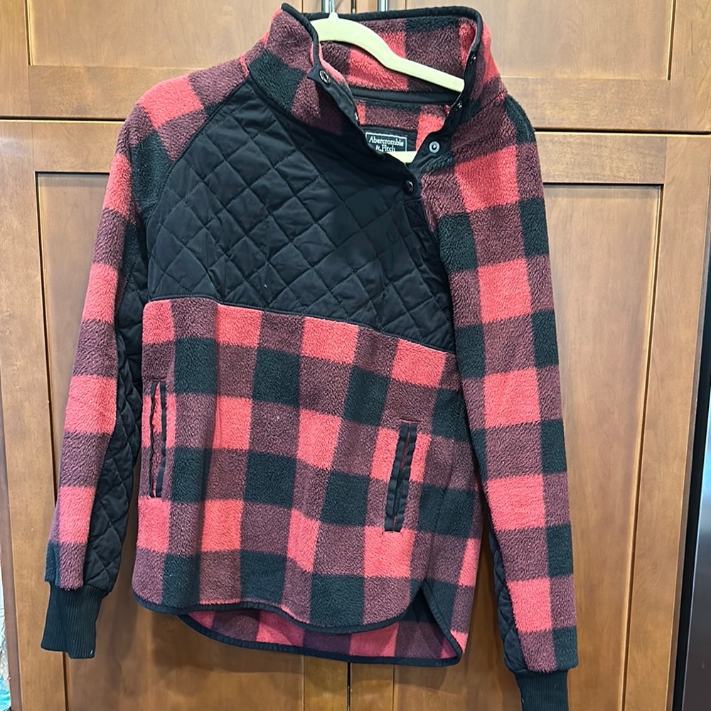 Abercrombie Plaid Pullover with Quilted Accents